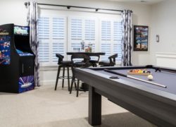 Plantation shutters in a man cave